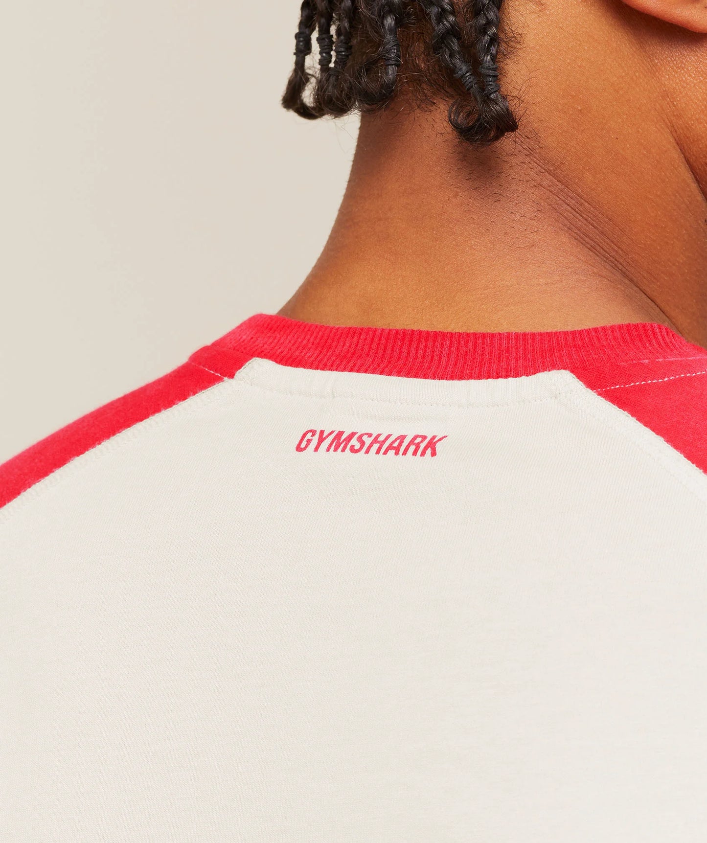 Retro Collegiate 3/4 Sleeve T-Shirt | Tinted White/Athletic Red