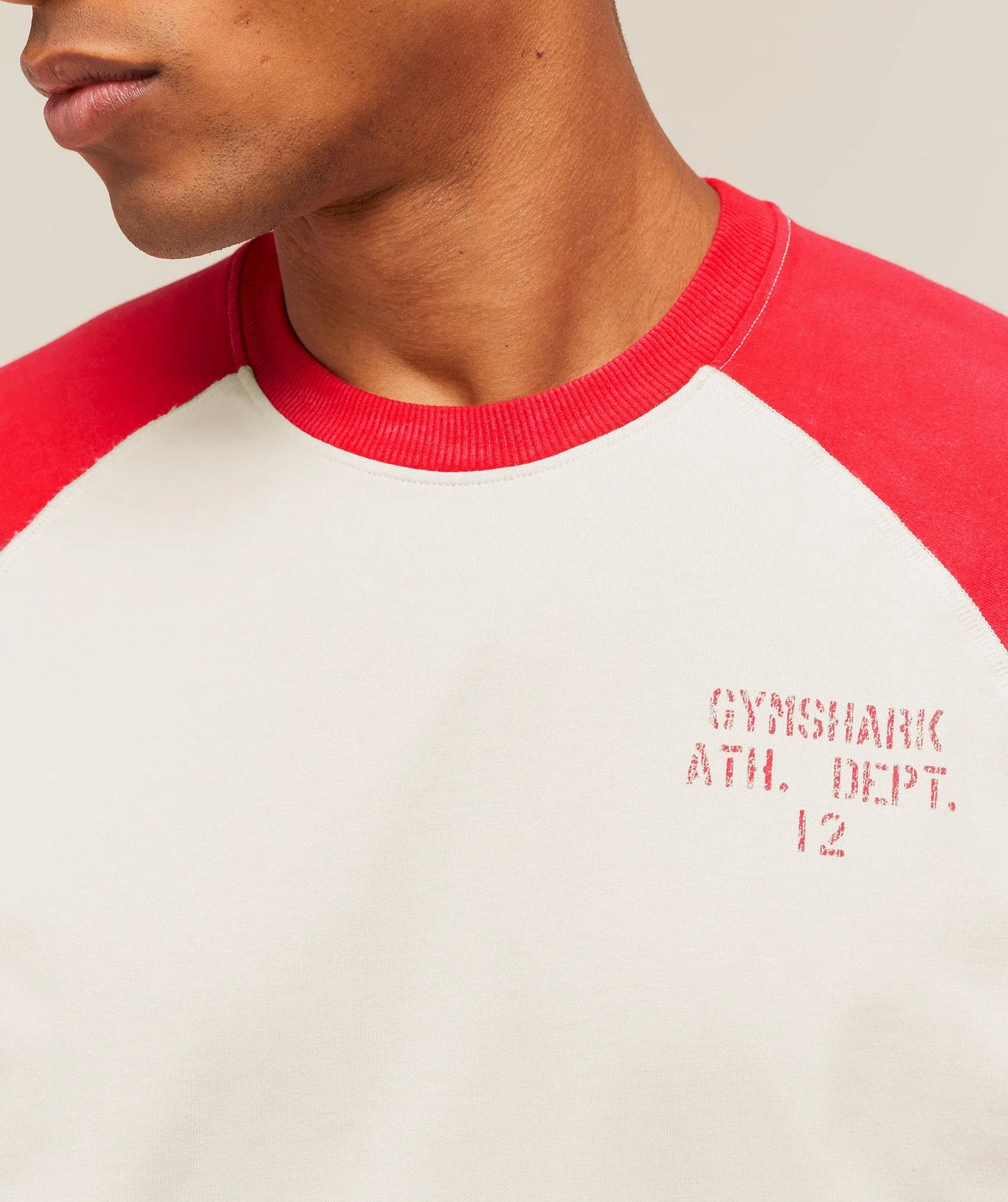 Retro Collegiate 3/4 Sleeve T-Shirt | Tinted White/Athletic Red