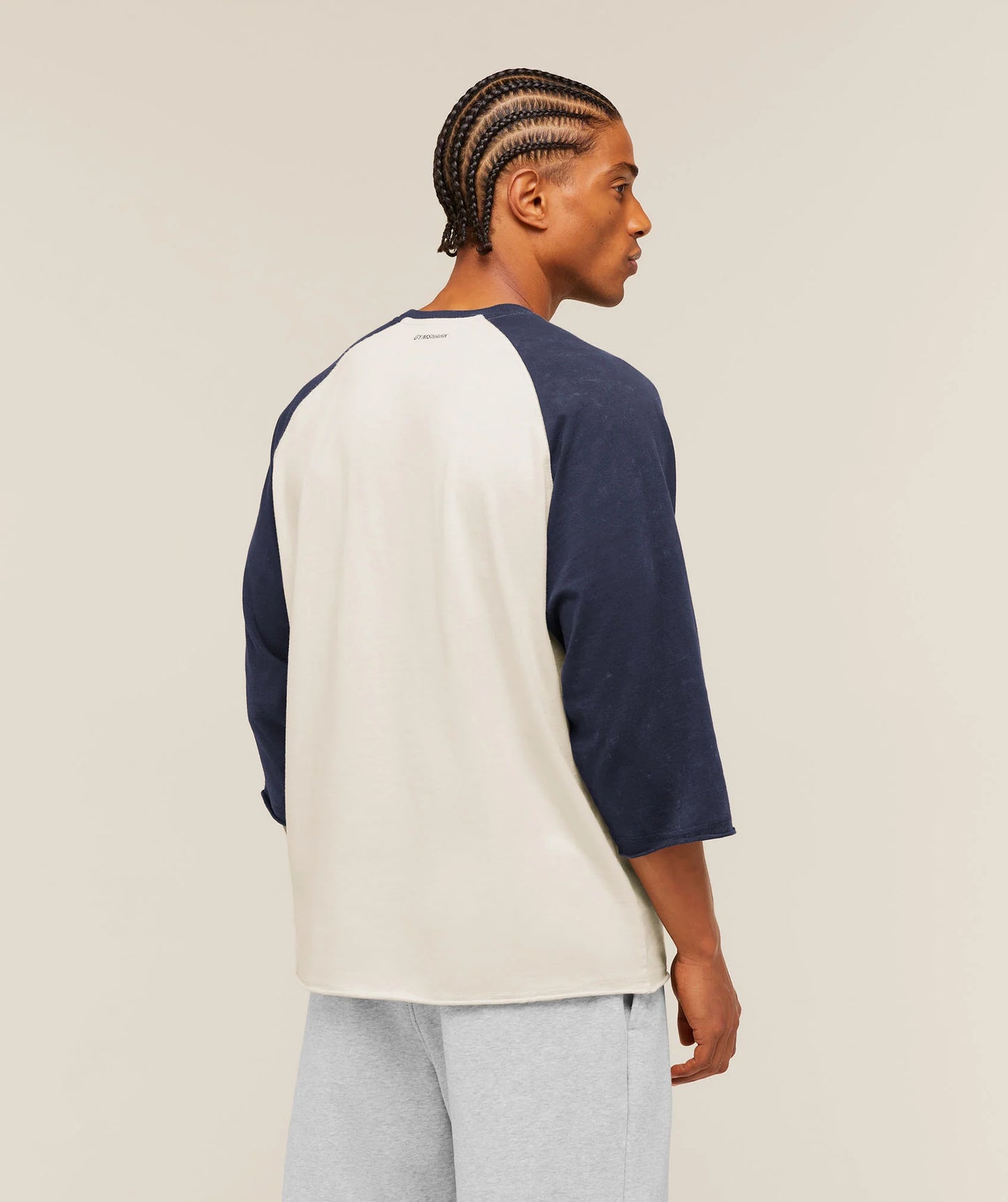 Retro Collegiate 3/4 Sleeve T-Shirt | Tinted White/Heavy Blue