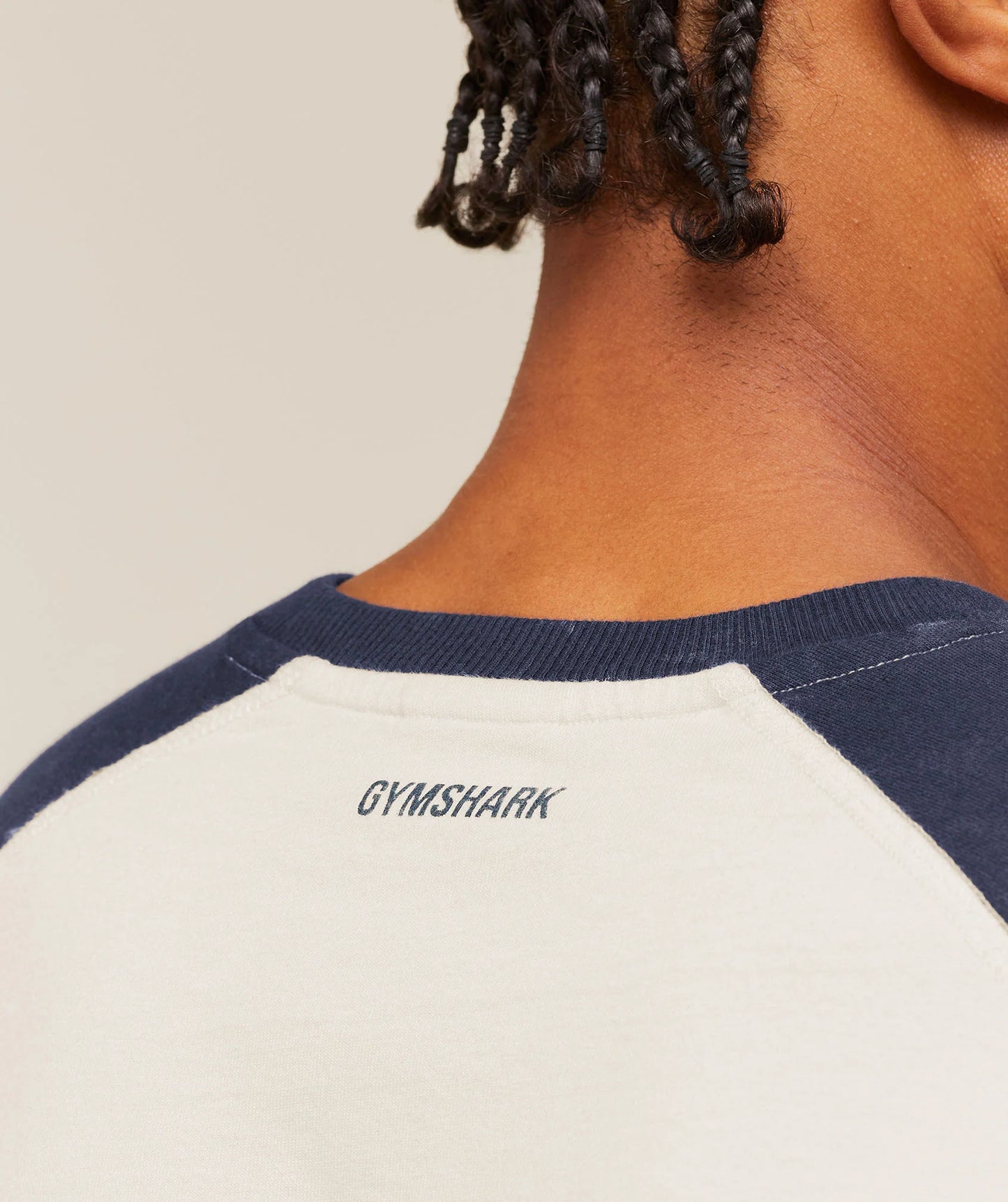 Retro Collegiate 3/4 Sleeve T-Shirt | Tinted White/Heavy Blue
