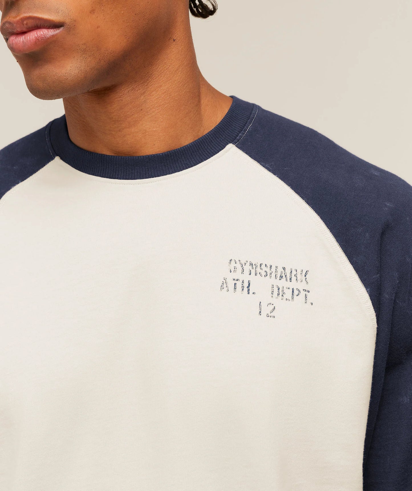 Retro Collegiate 3/4 Sleeve T-Shirt | Tinted White/Heavy Blue
