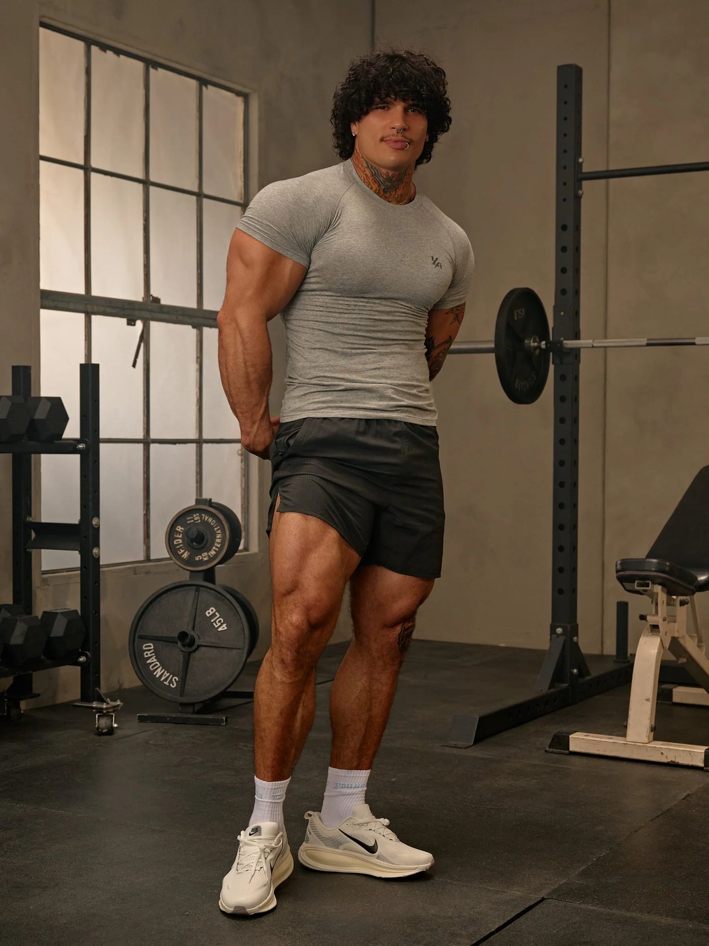 4016 - Natural Cotton Compression Tees | Heather Grey