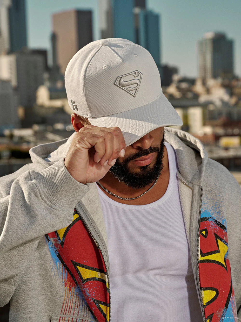 9092 - Superman Shield Hats - Light Grey