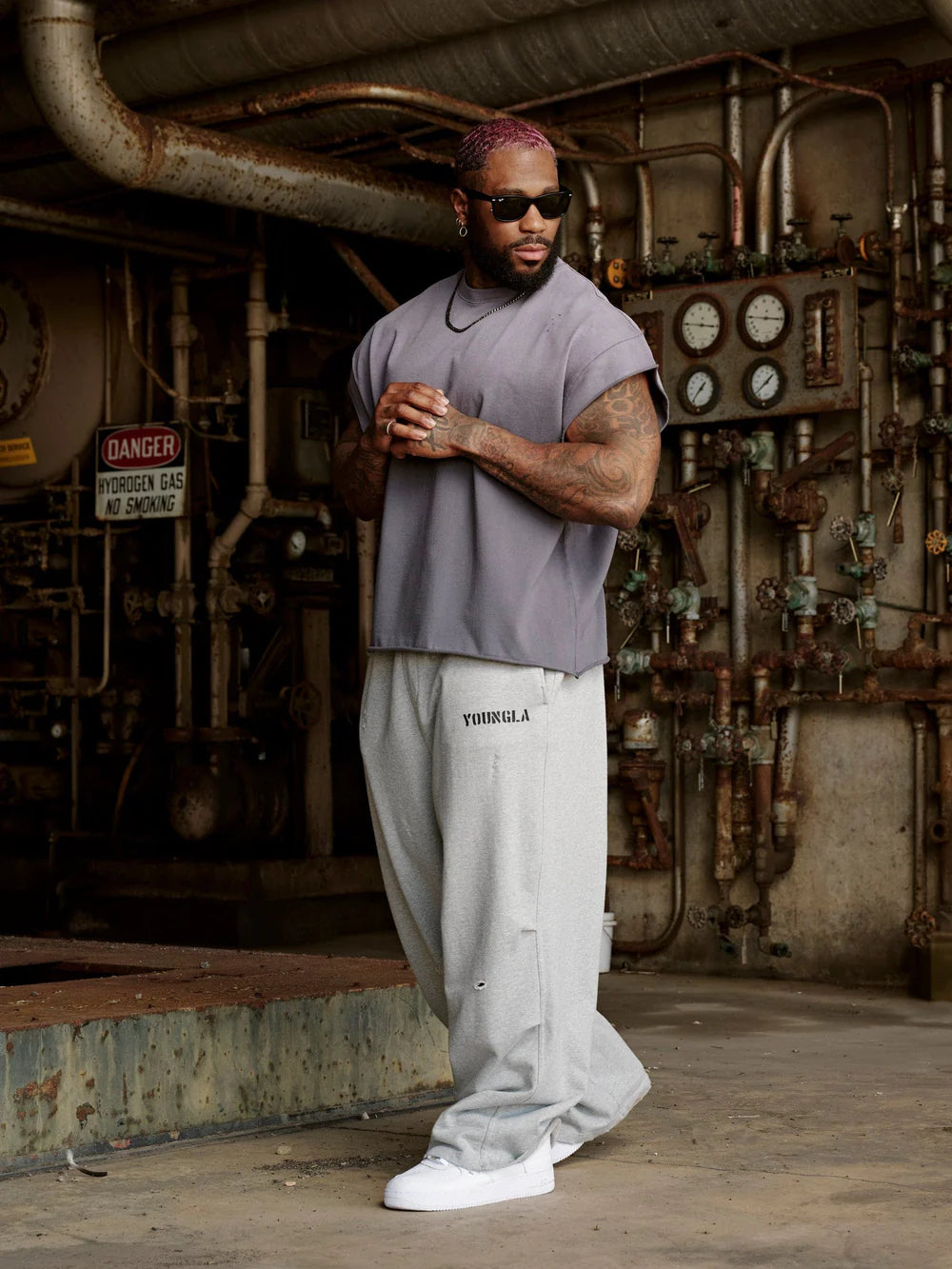 3056 - Drop Shoulder Cut-Offs | Grey Wash
