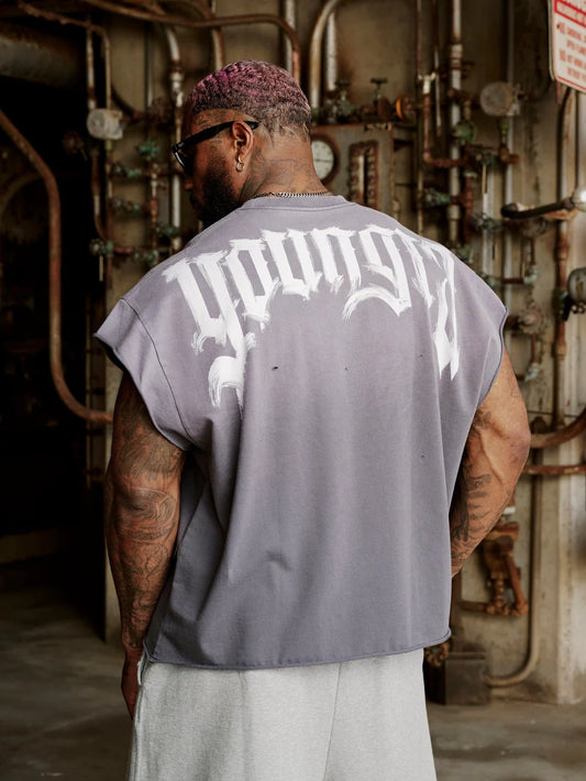 3056 - Drop Shoulder Cut-Offs | Grey Wash