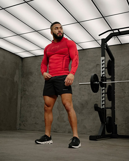 8062 - Warrior Compression Hoodies - Rojo