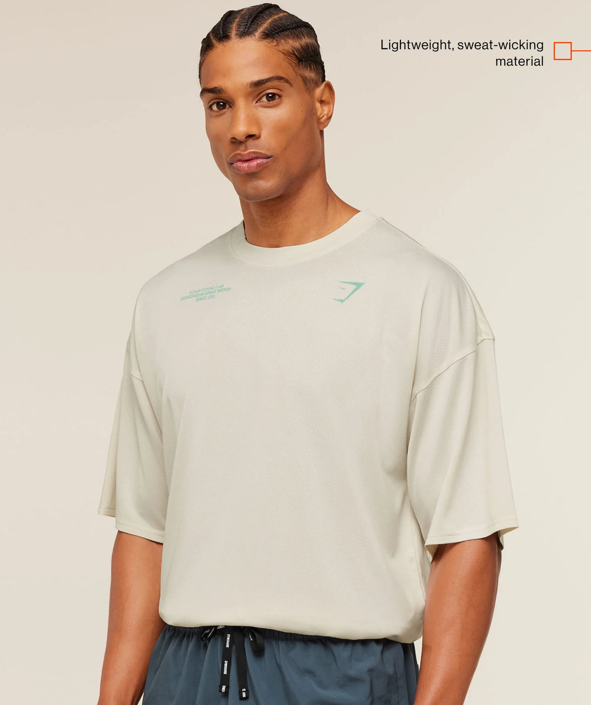 Conditioning Club Washed T-Shirt | Soft White/Pop Turquoise/Wash