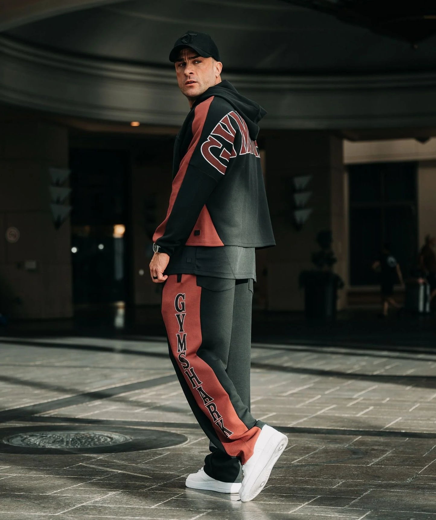 Bodybuilding Zip Up Hoodie | GS Black/GS Burgundy Brown