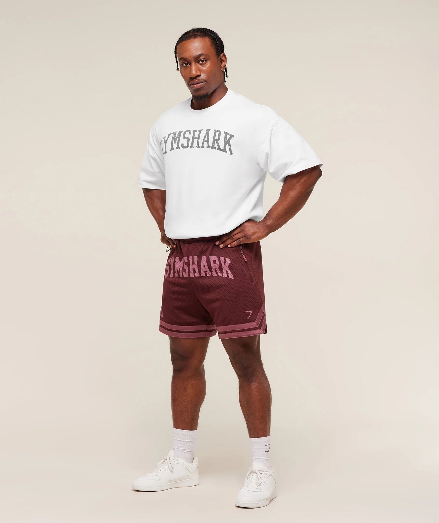 Campus Mesh Shorts | Rich Maroon/Reset Pink
