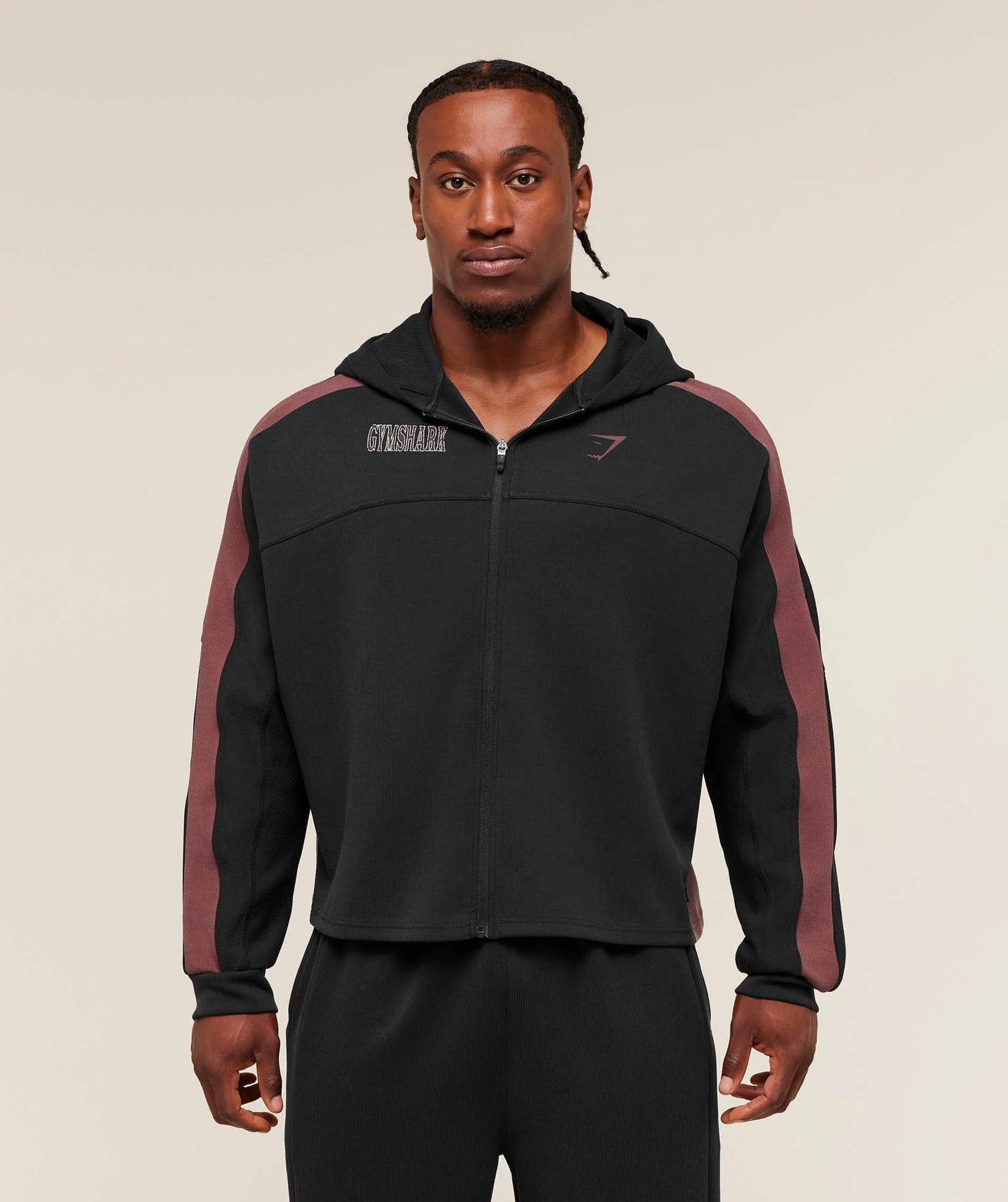 Bodybuilding Zip Up Hoodie | GS Black/GS Burgundy Brown