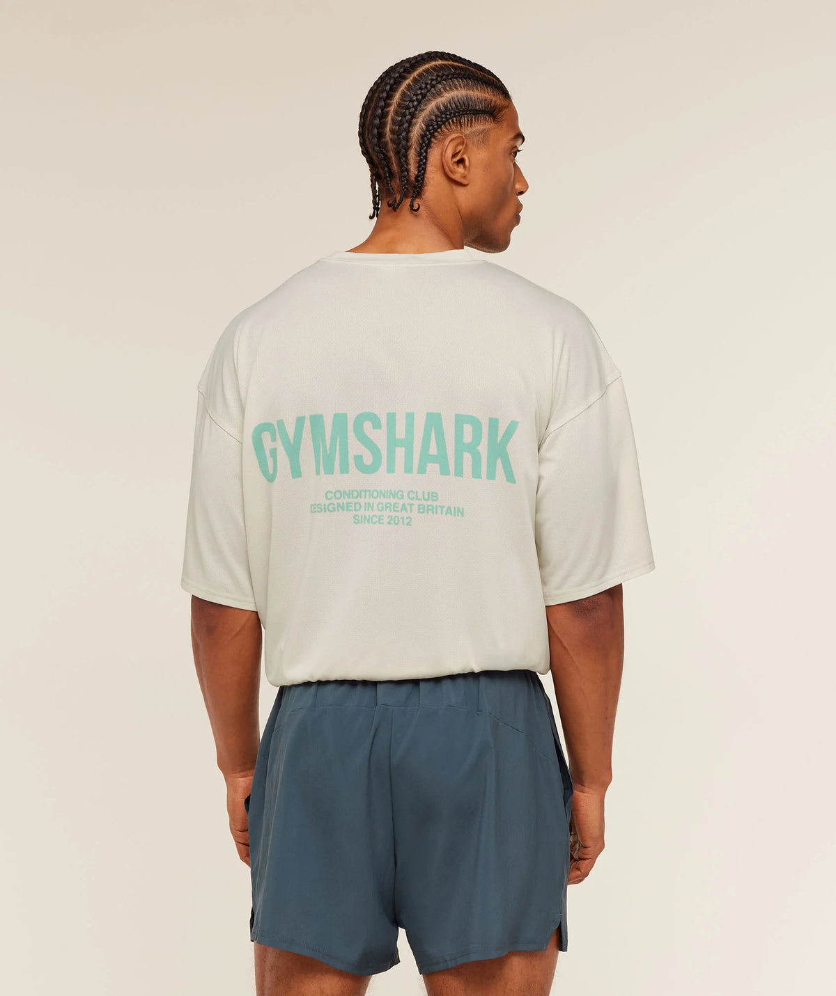 Conditioning Club Washed T-Shirt | Soft White/Pop Turquoise/Wash