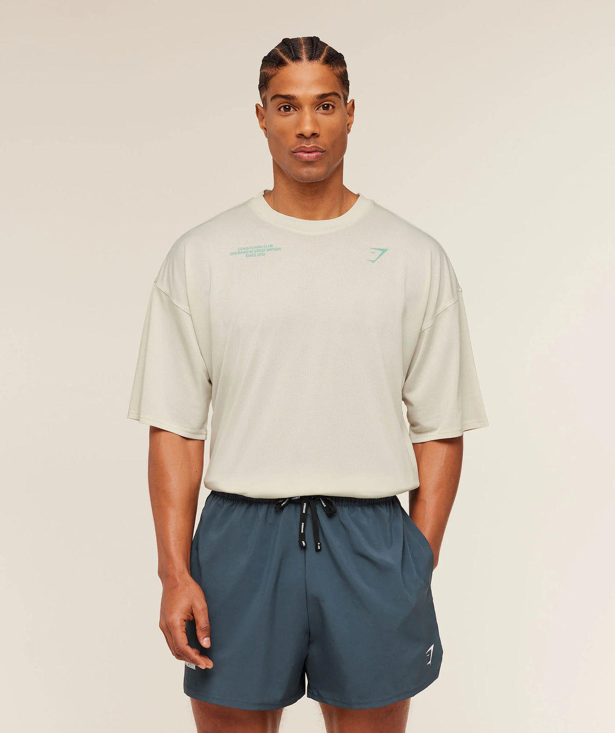 Conditioning Club Washed T-Shirt | Soft White/Pop Turquoise/Wash