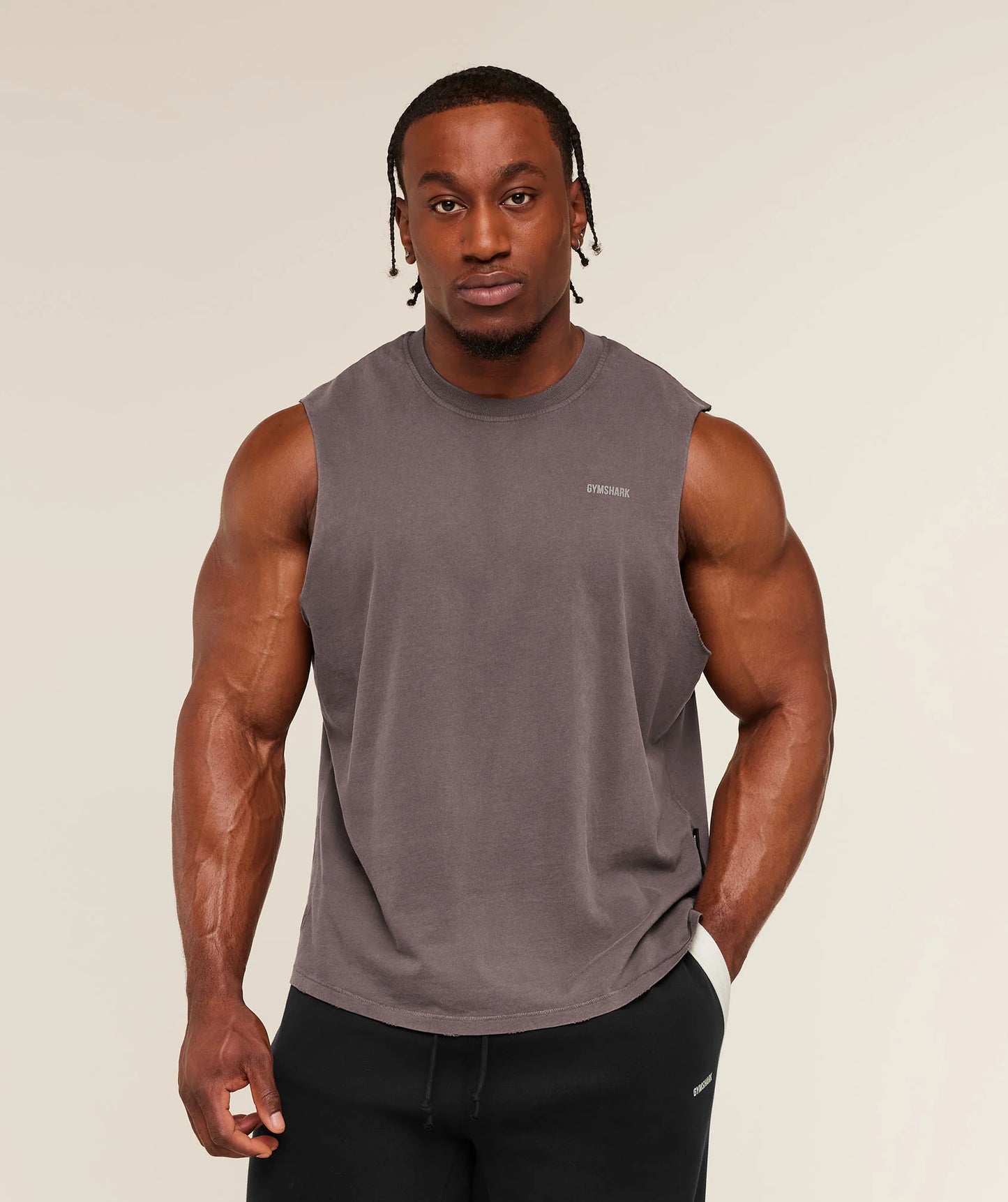 Gymshark x CBUM Washed Sleeveless T-Shirt | Greyed Purple