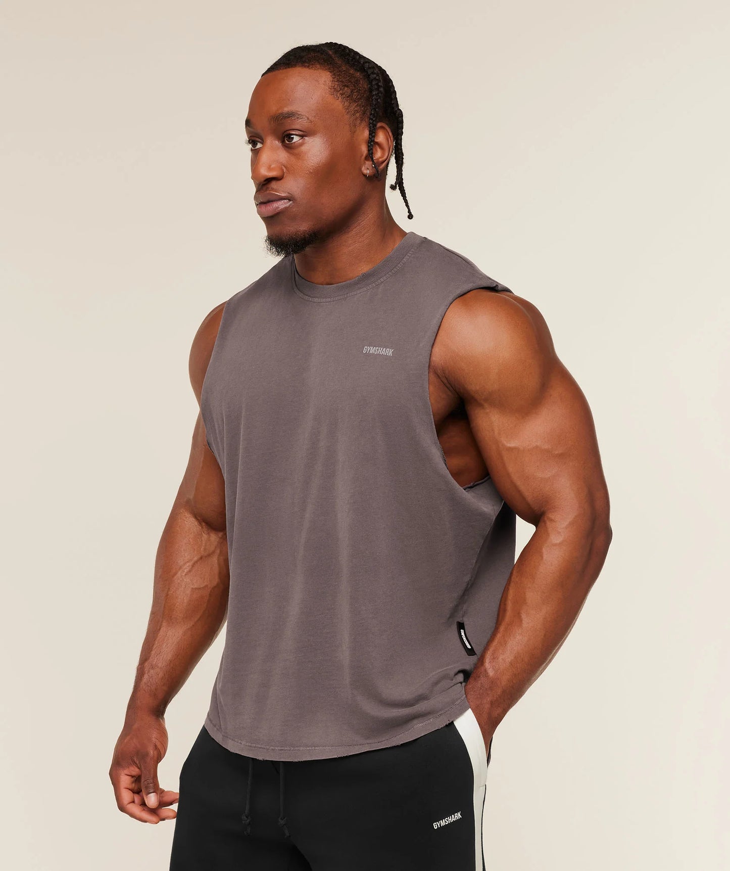 Gymshark x CBUM Washed Sleeveless T-Shirt | Greyed Purple