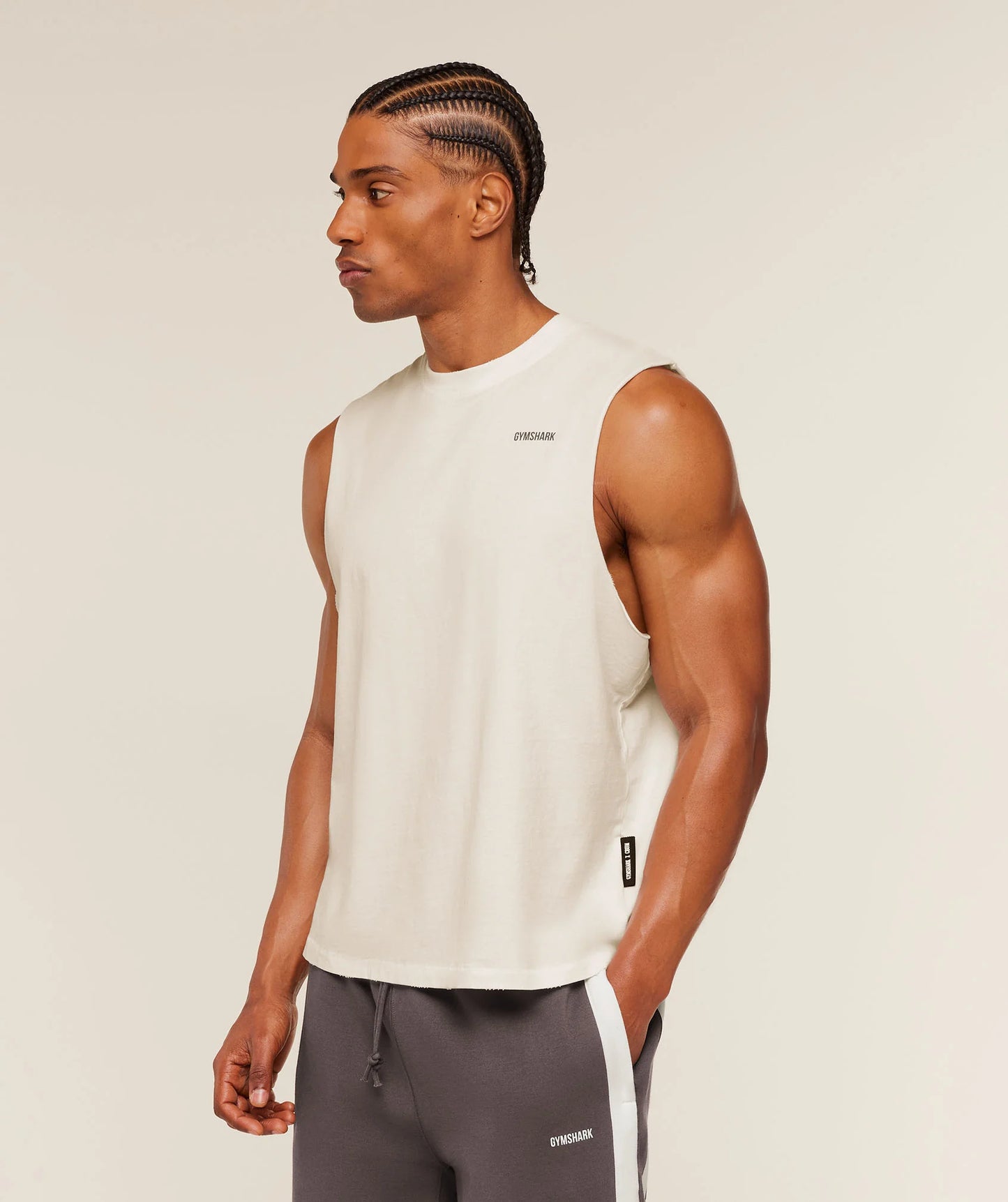 Gymshark x CBUM Washed Sleeveless T-Shirt | Soft White