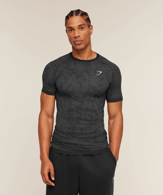 Geo Seamless Grid T-Shirt | Black/Smokey Grey