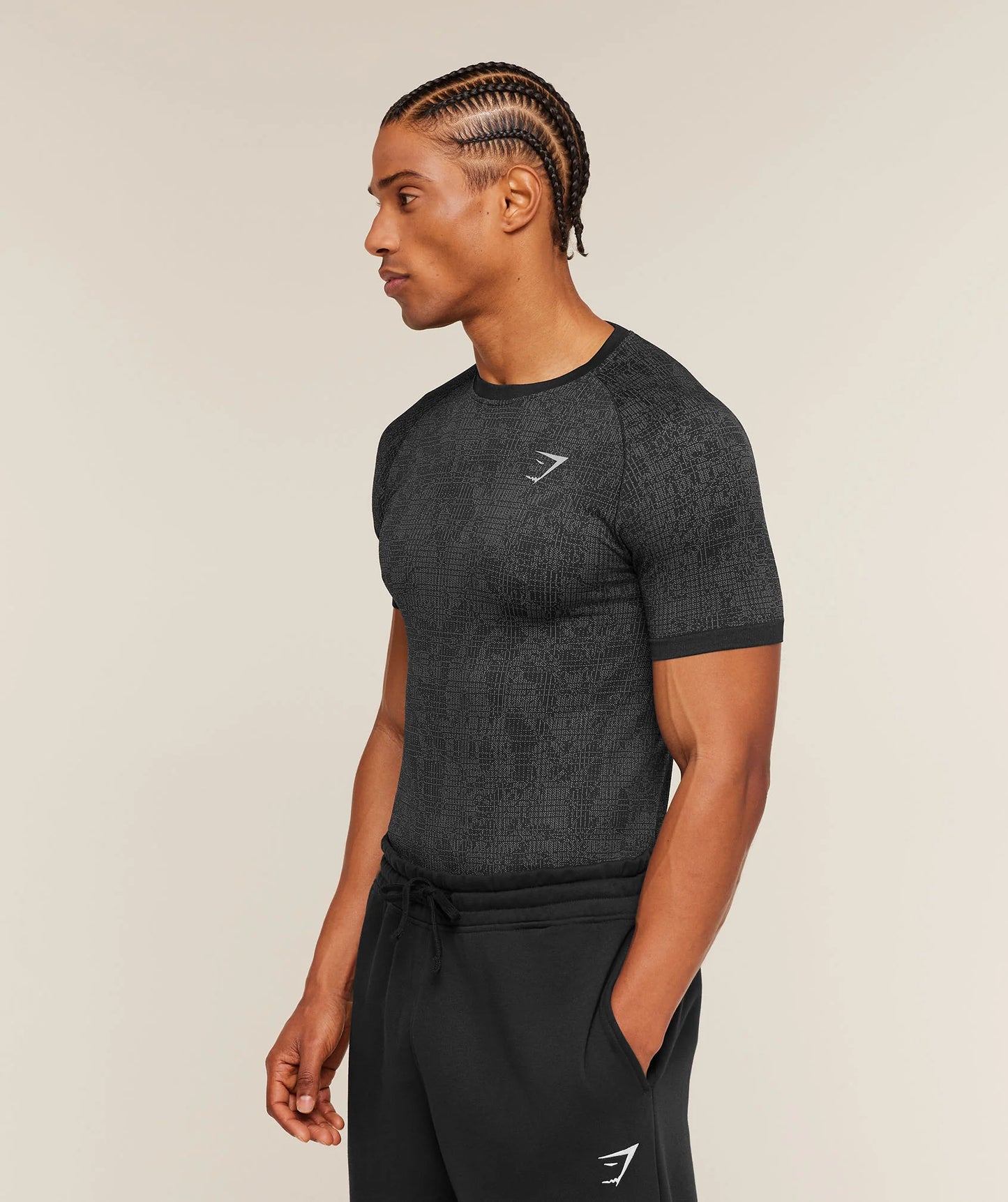 Geo Seamless Grid T-Shirt | Black/Smokey Grey