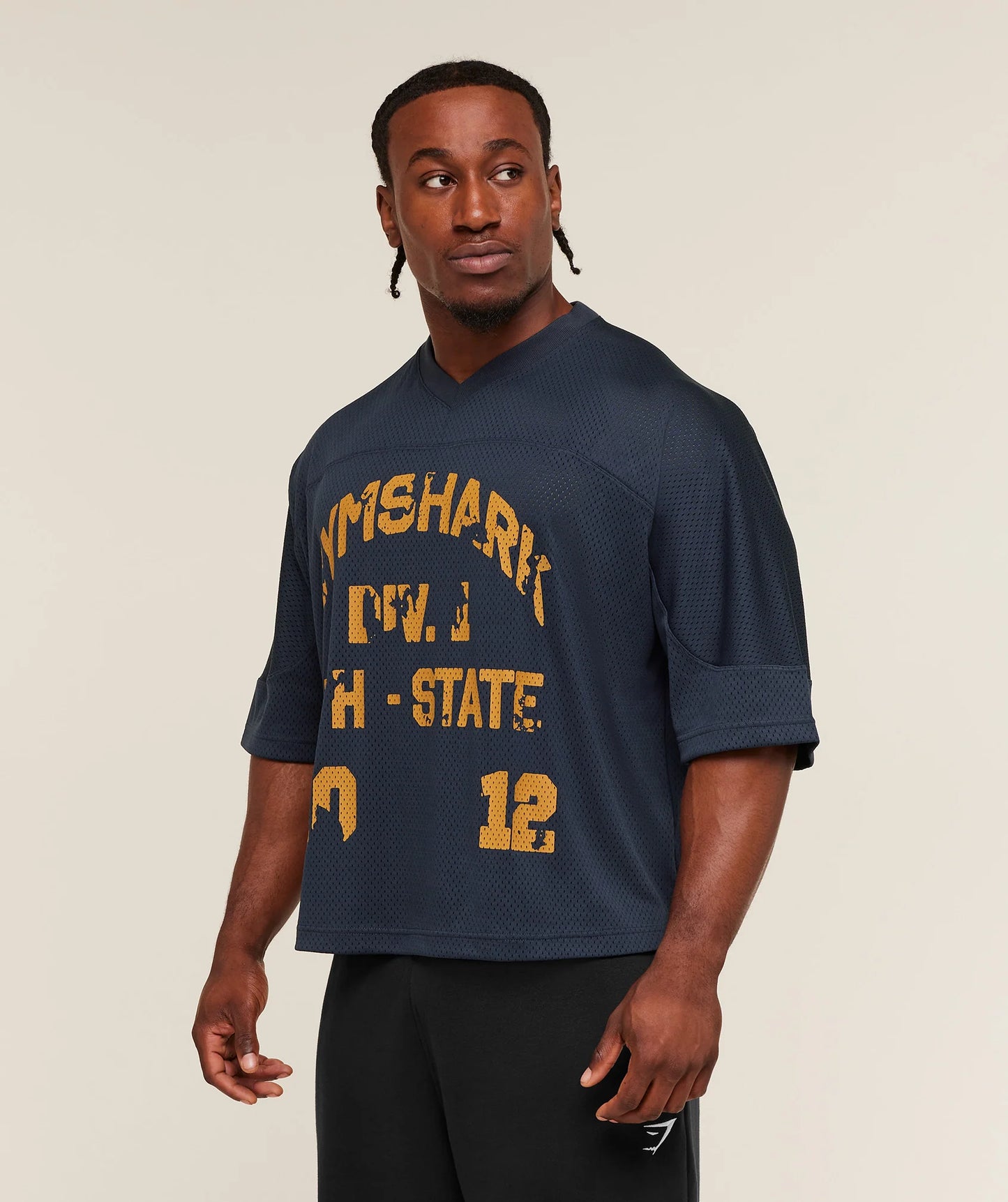 Graphic Mesh Oversized T-Shirt | Heavy Blue