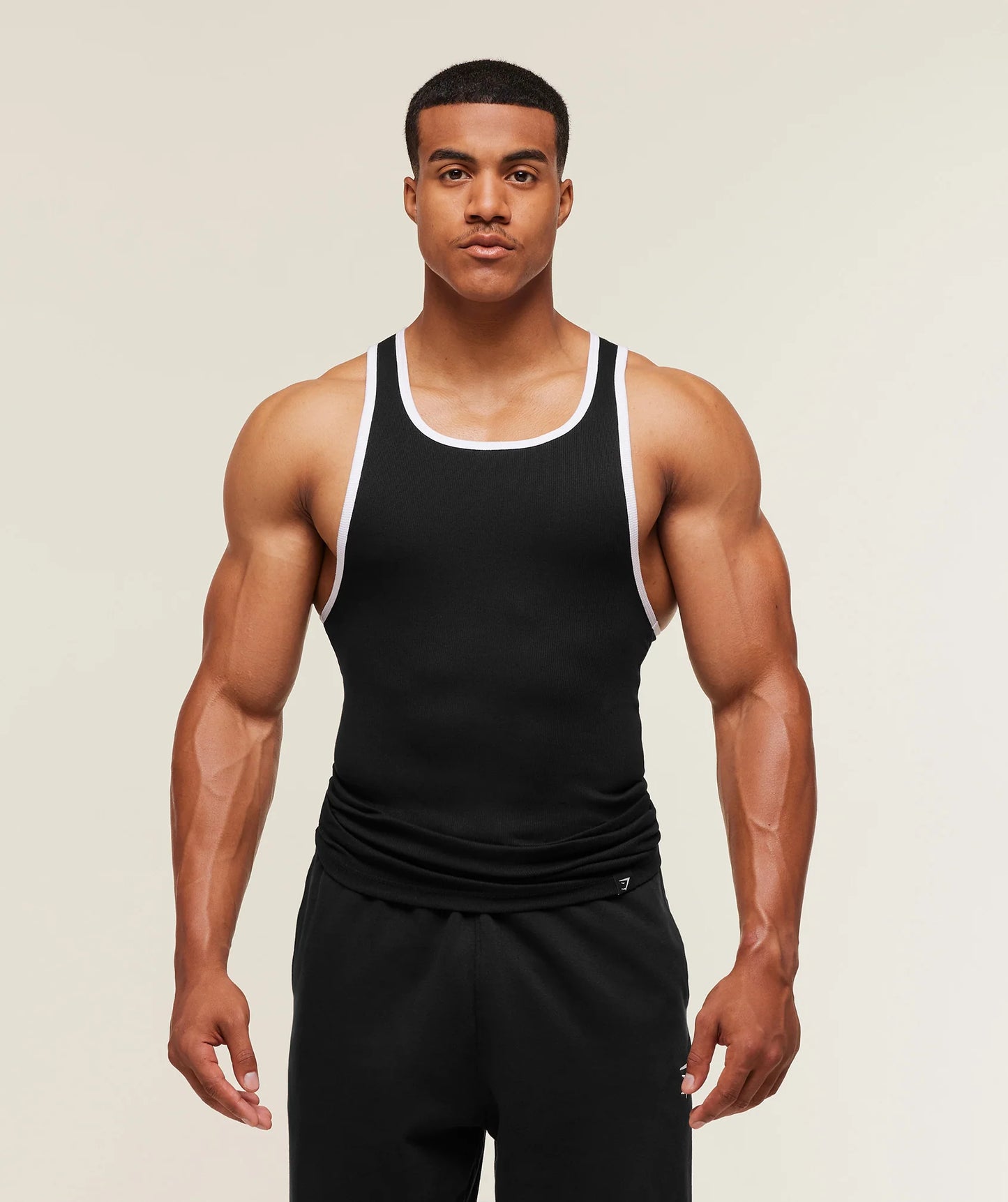 Ribbed Tank 1PK | Black/White